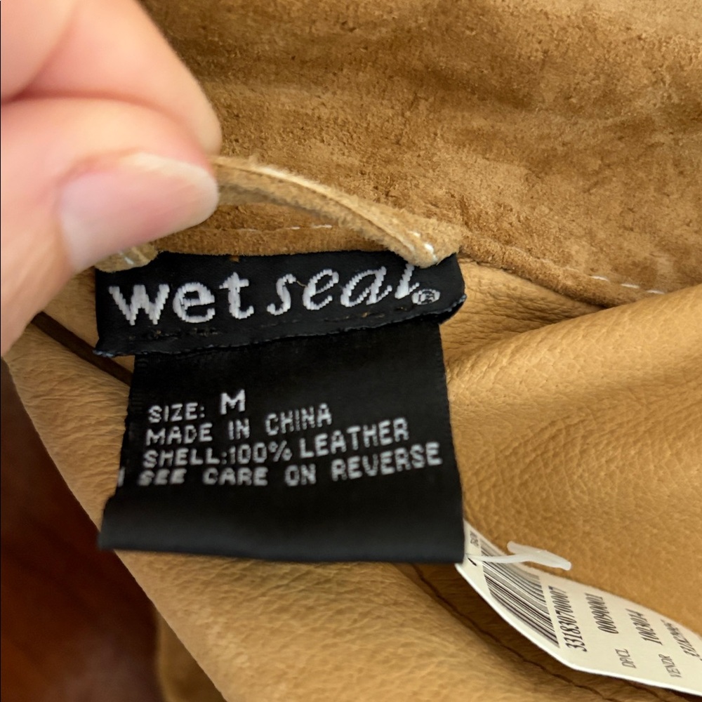 Wet Seal Camel/Tan Suede Leather Duster Lightweight Coat Sz M - Picture 2 of 6